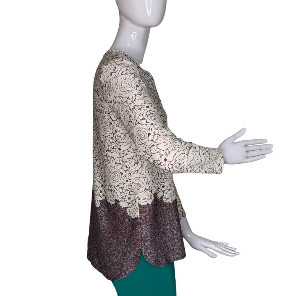 Ann Taylor Top Long Sleeve Roses Print Long Sleeve Size XS Petite - Picture 6 of 10